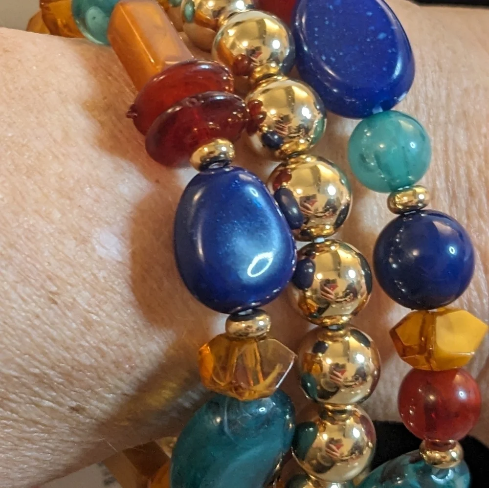 Mixit Gold Tone and Acrylic Bead Stretch Bracelet - Picture 4 of 6